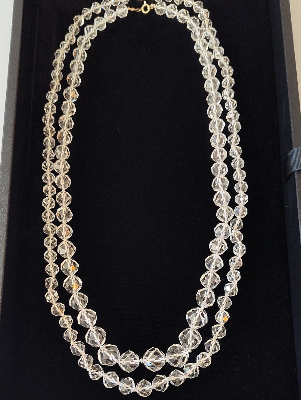 Set of Vintage Austrian Clear Crystal Faceted Bead Strand Necklaces